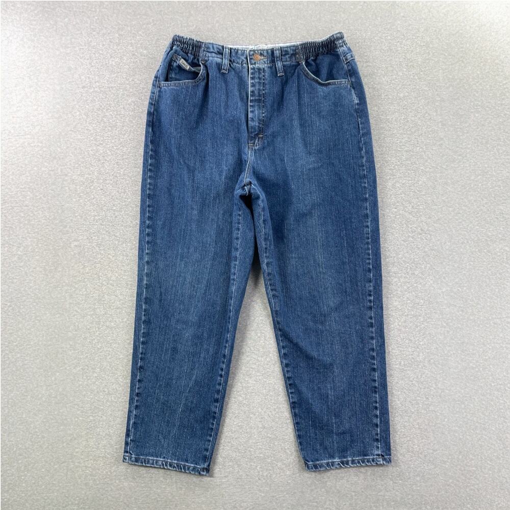 y2k Vintage LEE Jeans Womens 16P Blue High Rise Mom Bareback Side Elastic Waist
